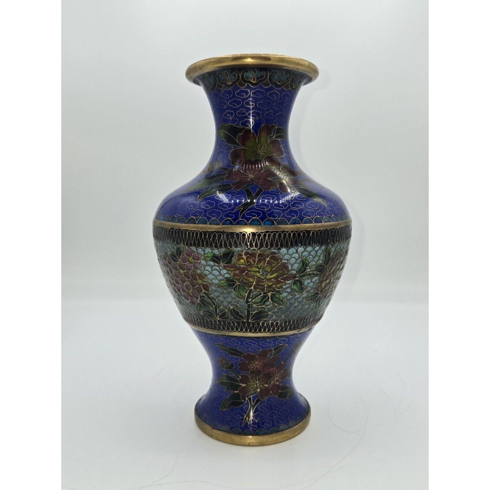 Rare Vintage Chinese Cloisonné 景泰藍 Enamel And Translucent Vase Circa 1950‎ 9"
